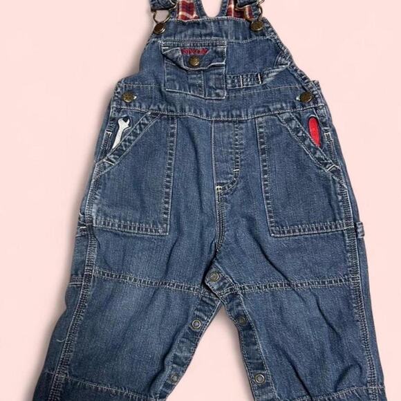 12m Vintage lot 4 one pieces, construction tool overalls, and cardigan - Picture 3 of 8